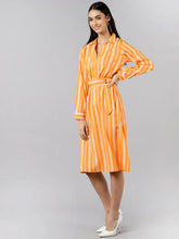 Women Yellow Striped Striped Dress